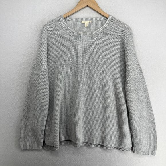 Eileen Fisher Sweaters - EILEEN FISHER Sweater XL Organic Cotton Shaker Knit Stitch Dolman Sleeve Gray